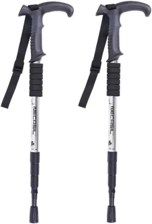 Trekking Poles Ultralight Aluminium Telescopic Hiking Poles Walking Sticks with Inner Lock Antishock for Man and Female in Hiking Camping Walking Trekking (Silver)
