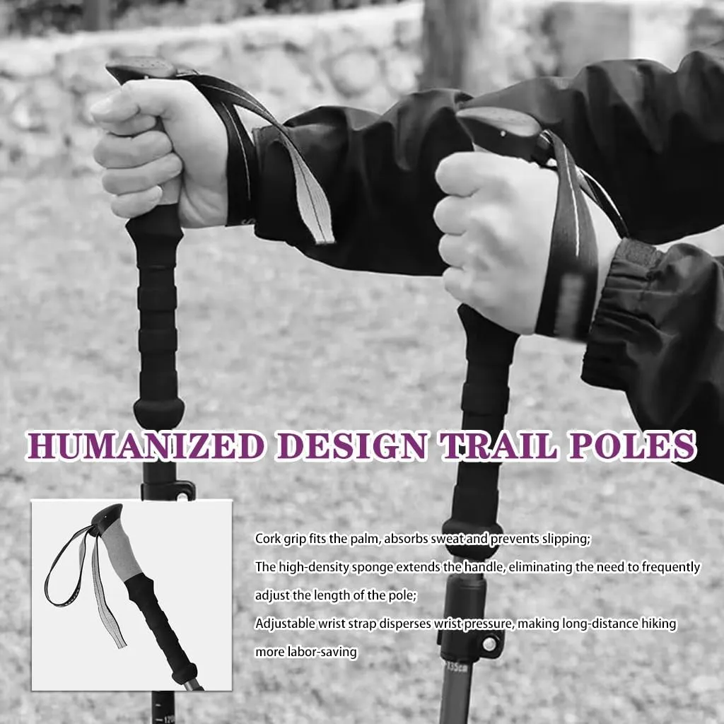 Tri-fold Design Trekking Hiking Pole, Adjustable Portable Mobility Aid, Walking Sticks with Flick Lock, for Women Men