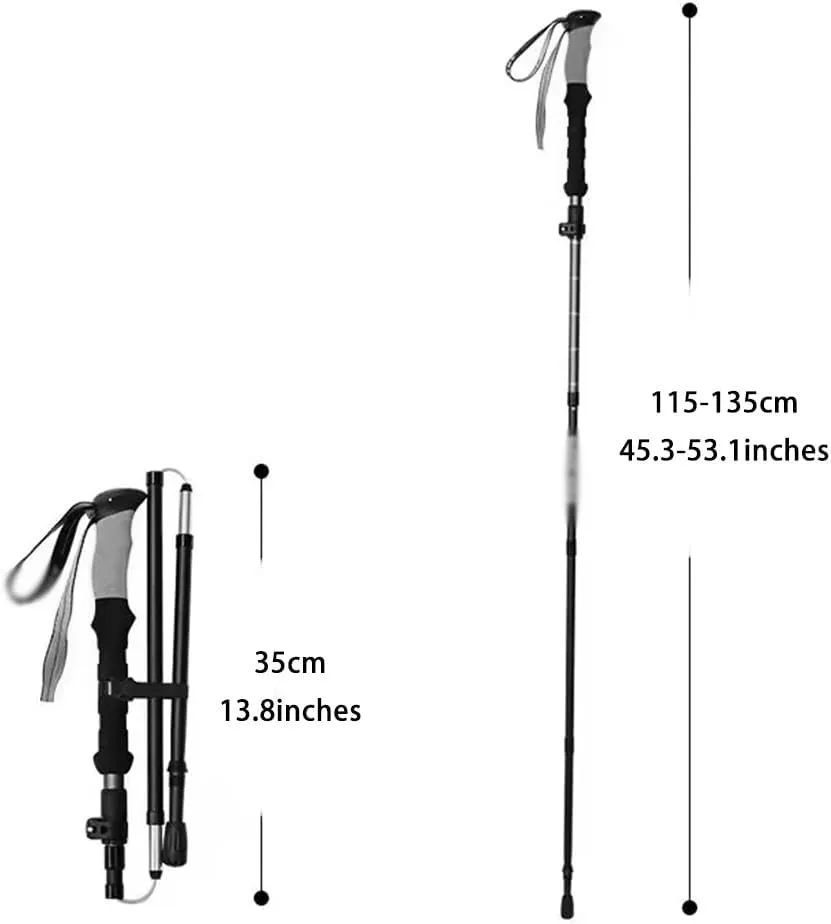 Tri-fold Design Trekking Hiking Pole, Adjustable Portable Mobility Aid, Walking Sticks with Flick Lock, for Women Men
