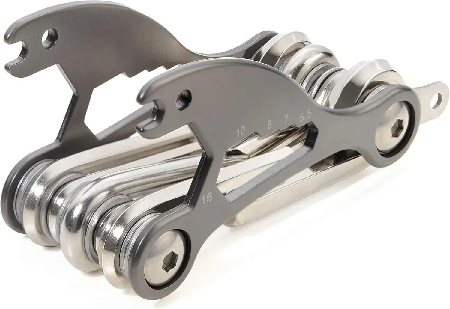 TROIKA BIKE MULTITOOL – BTL15/TI – Multi-tool for bicycles, with 18 functions – carbon steel, stainless steel – titanium coloured – TROIKA-original