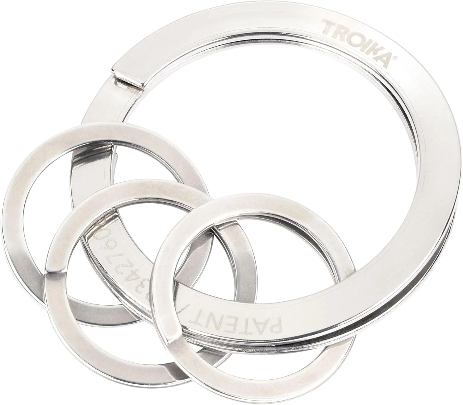Troika Original Nail Guard Key Rings - Gentle on Long Nails (1 Large, 3 Small) - Silver-coloured, Minimalist, Women's Key Ring