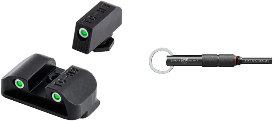TRUGLO Tritium Handgun Glow-in-The-Dark Night Sights for Glock Pistols, Glock 17, 17L, 19, 22, 23, 24 and More & Real Avid 2-in-1 Tool, Compatible with Glock 19, 17, 43, 26, 22, 48 & More