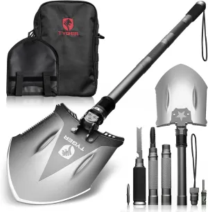 Tyger Auto Folding Shovel TG-SV8U3217 Military Heavy Duty Survival Shovel 16-in-1 Multitool Compact Camp Shovel with Bag for Camping, Hiking, Off-Roading, Outdoor, Tactical, Emergency