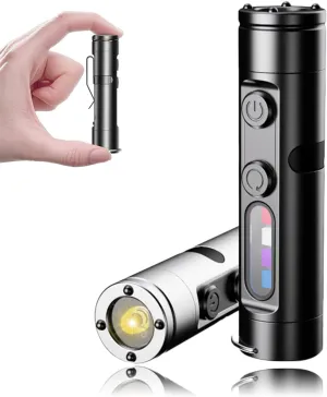 Ultimate Everyday Micro Tool, 500 Lumens Rechargeable Keychain Light with COB LED, Small EDC Pocket Flashlight with Clip, Magnetic Base, Waterproof Tactical Light, Men Gifts(Black with Ignition)