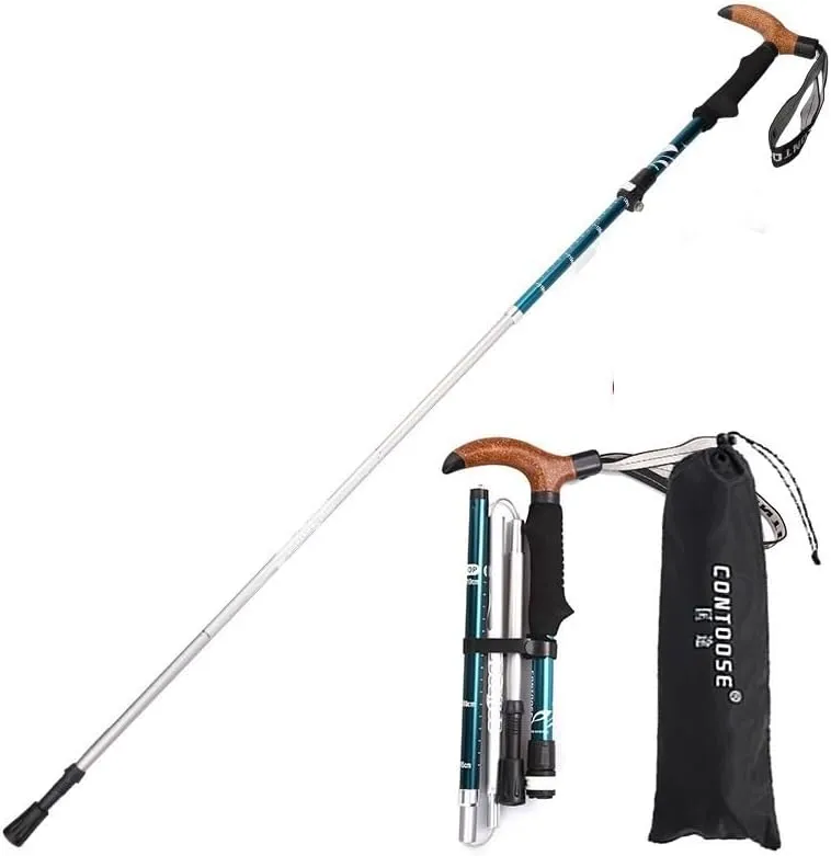 Ultra-Lightweight Folding Trekking Poles Made of Aluminum with Adjustable Length and Shock Absorption Perfect for Hiking, Backpacking, and Camping Easy to Pack and Carry
