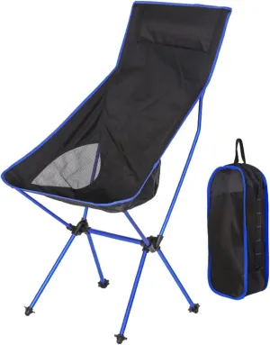 Ultralight Camping Chairs for Adults, High Back Folding Camp Chair with Carry Bag, Aluminum Alloy Frame, Portable Outdoor Folding Chairs for Hiking, Picnics, Beach,Blue a