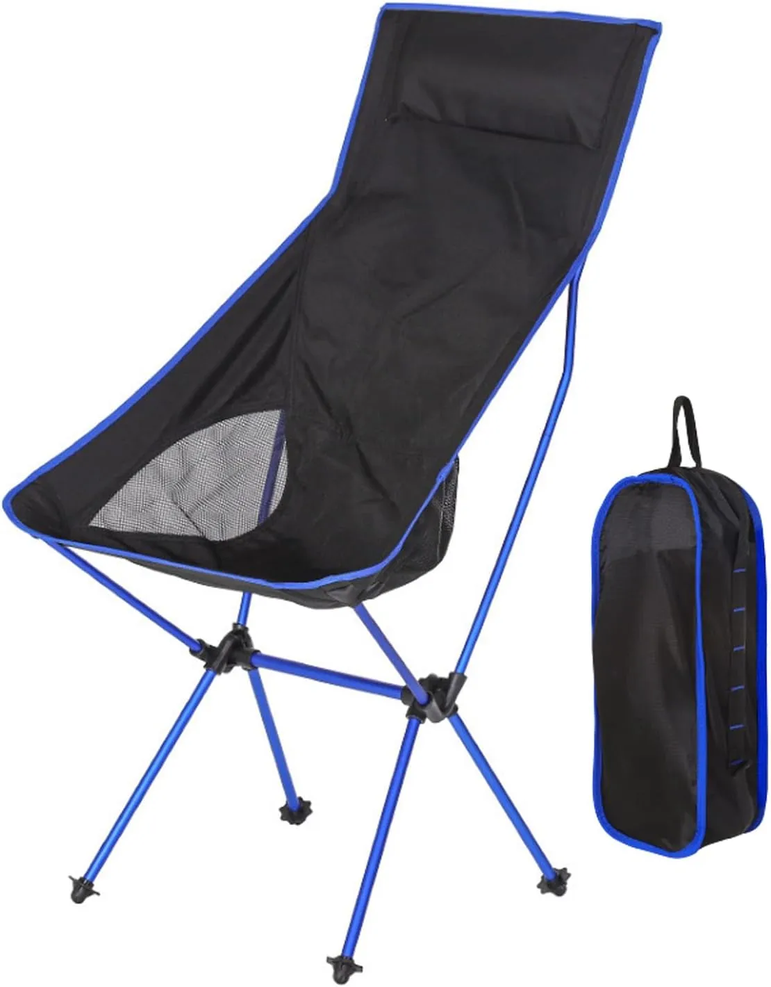 Ultralight Camping Chairs for Adults, High Back Folding Camp Chair with Carry Bag, Aluminum Alloy Frame, Portable Outdoor Folding Chairs for Hiking, Picnics, Beach,Blue a