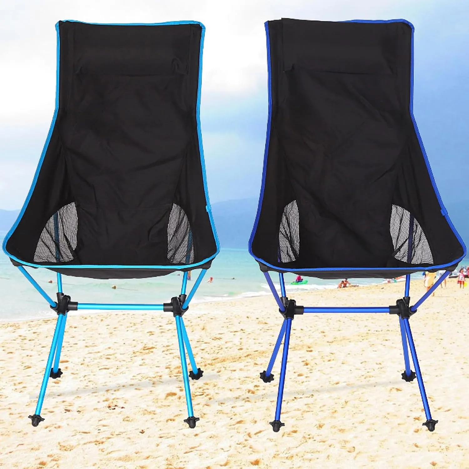 Ultralight Camping Chairs for Adults, High Back Folding Camp Chair with Carry Bag, Aluminum Alloy Frame, Portable Outdoor Folding Chairs for Hiking, Picnics, Beach,Blue a