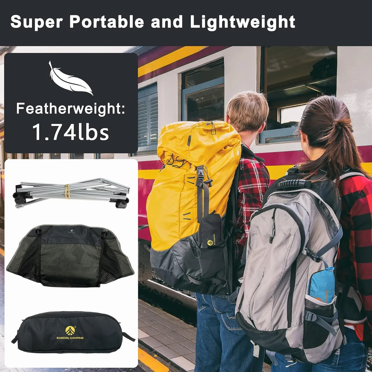 Ultralight Folding Camping Chair Low Lightweight Foldable Camp Chairs with Carry Bag for Hiking, Backpacking, Picnic, Outdoor Concert, Sports Events, Beach