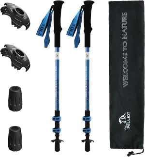 Ultralight Trekking Pole Carbon Fiber & Aluminum Alloy Hiking Pole 3-Section Telescopic Hiking Stick with EVA Foam Grips Adjustable Walking Stick for Hiking