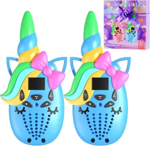 Unicorn Walkie Talkies for Kids, Toys for 3-12 Years Old Boys Girls, Long Range 2 Way Radio 22CH VOX, Outdoor Toys for Camping Hiking Outdoor (Blue)