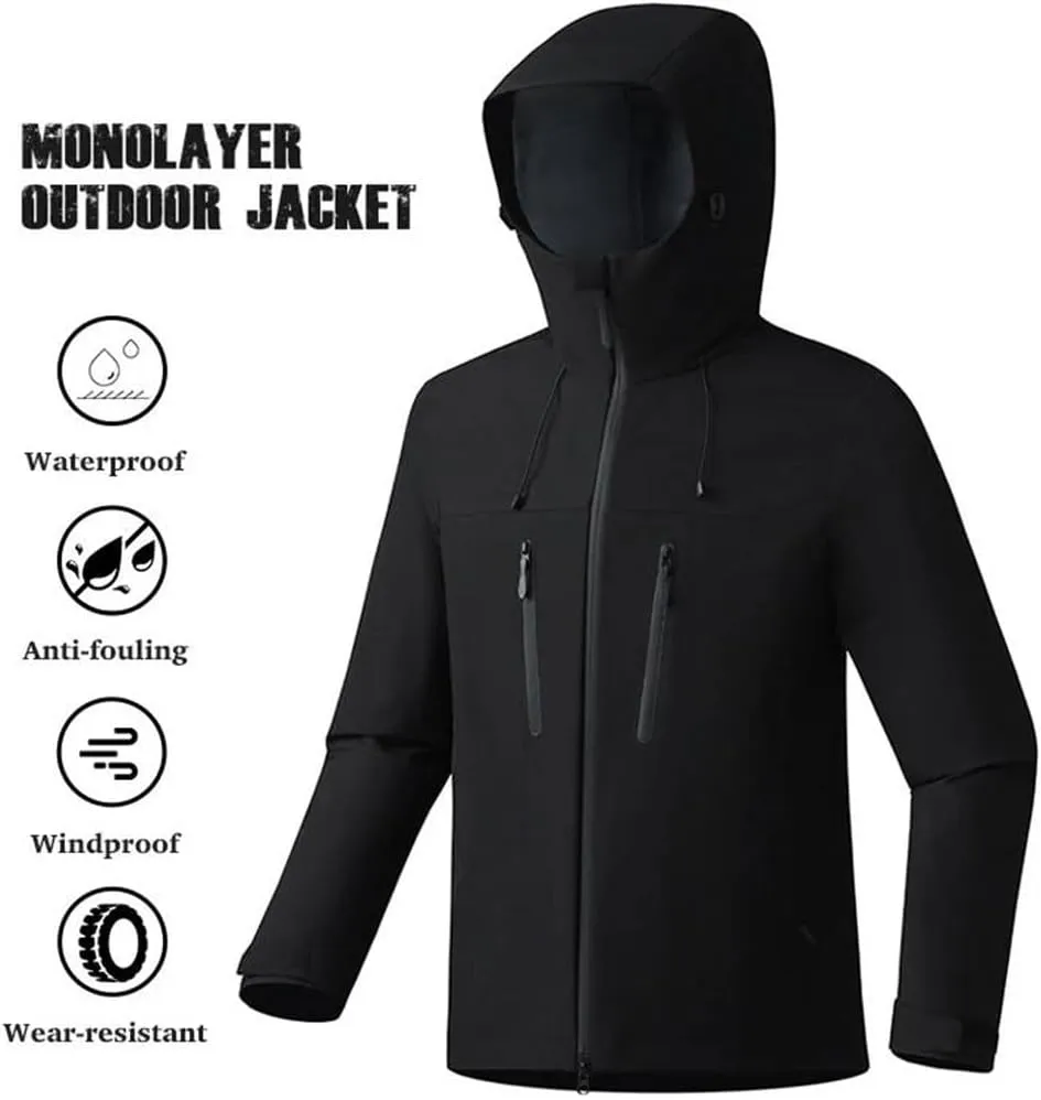 Unisex Outdoor Sporty Rain Coat Hooded Climbing Waterproof Hiking Camping Trekking Windbreaker Jacket