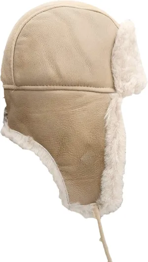 Unisex Sheepskin Trapper Hat Russian Ushanka Aviator Fur hat Winter hat