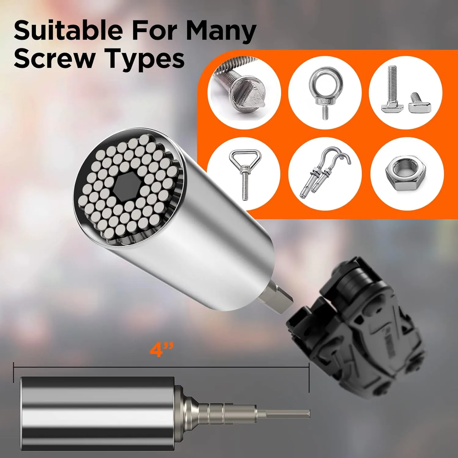 Universal Socket Adapter Compatible with Leatherman Flat Bit System - Skeletool, Surge, MUT, Wave Plus and Signal Multitool Kit Set (Multi-Tool Accessories)