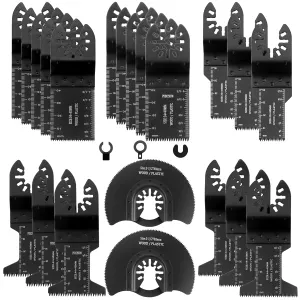 Universal Wood Metal Oscillating Multitool Quick Release Saw Blades - 24 PCS Dewalt Multi Tool Blades Kits - Fit for Dewalt Ridgid Ryobi Milwaukee Chicago Craftsman