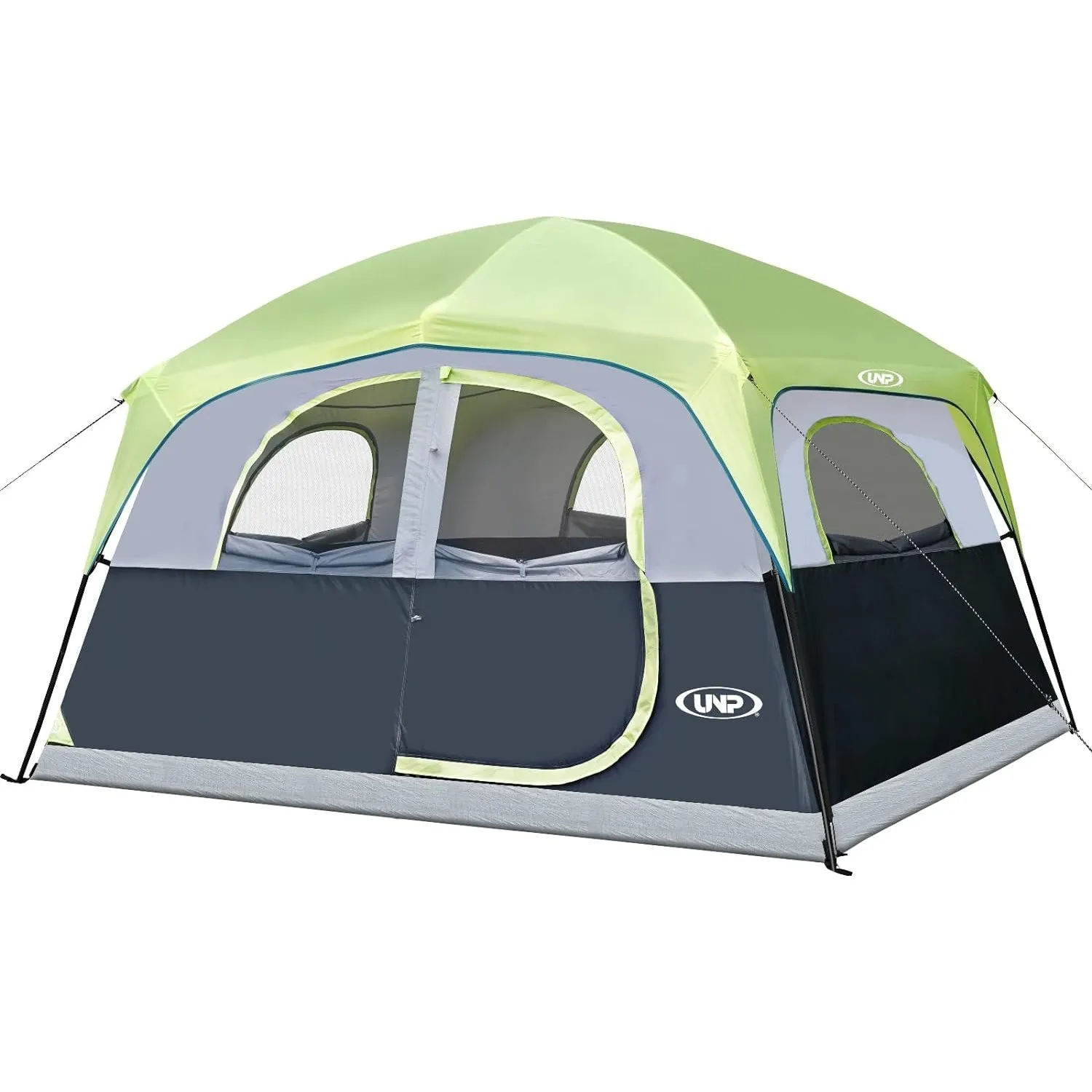 UNP Tents 6 Person Waterproof Windproof Easy Setup,Double Layer Family Camping Tent with 1 Mesh Door & 5 Large Mesh Windows -10'X9'X78in(H)