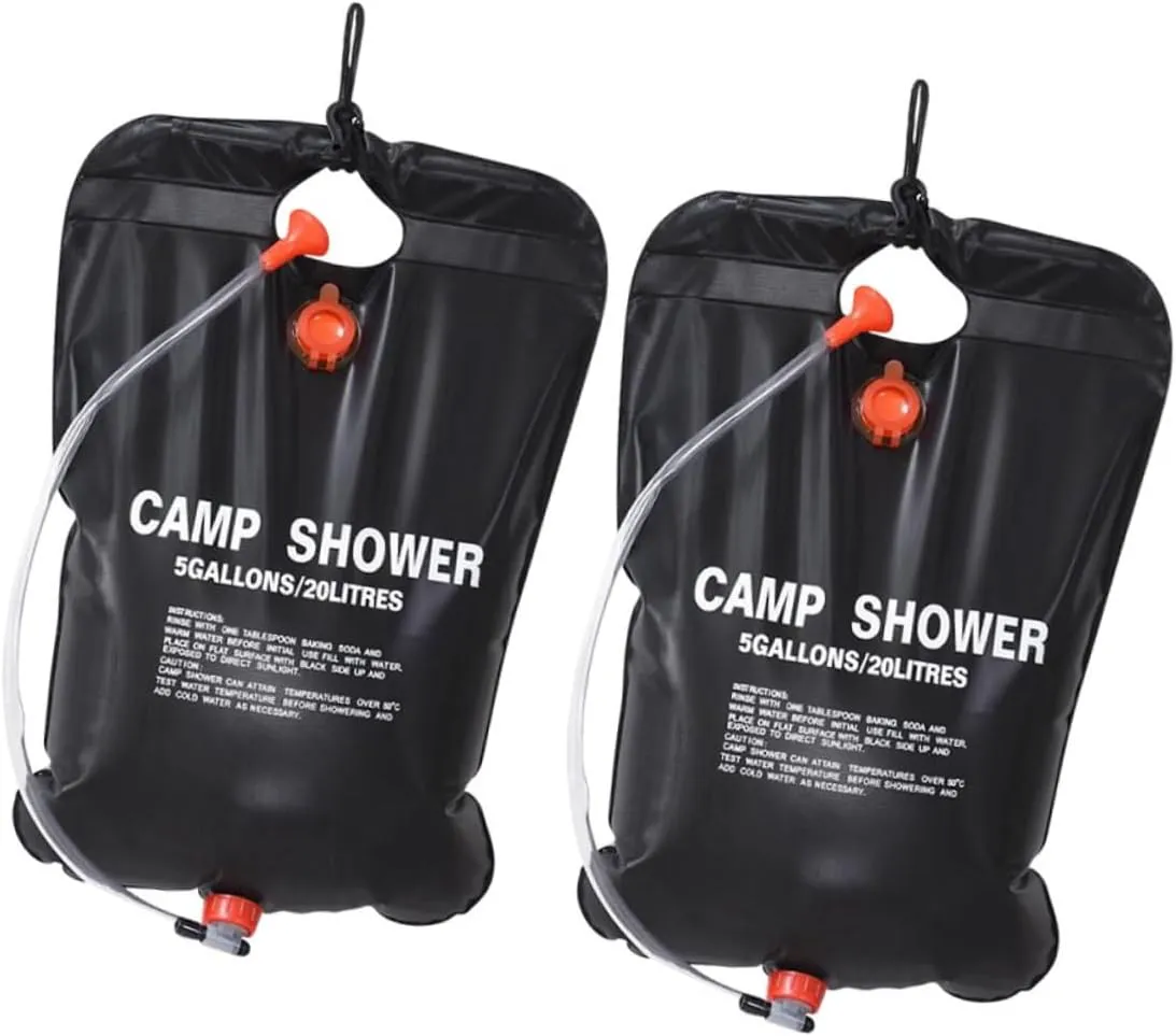UPKOCH 2Pcs Solar Shower Bag Outdoor Camping Shower Bag for Hiking Portable Hot Water Bag Lightweight for Traveling Fishing and Self Driving Adventures
