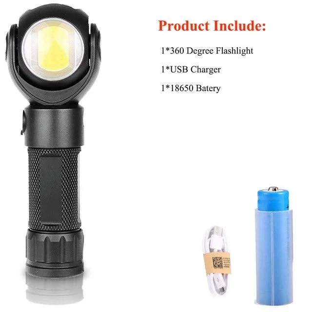 USB Led COB Flashlight 8000LM Double Side Magnet 360 Degree Rotate T6 COB Lantern Mini Torch by 18650/26650 Battery Waterproof