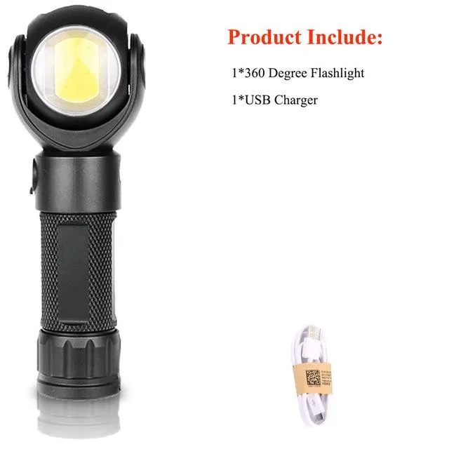 USB Led COB Flashlight 8000LM Double Side Magnet 360 Degree Rotate T6 COB Lantern Mini Torch by 18650/26650 Battery Waterproof