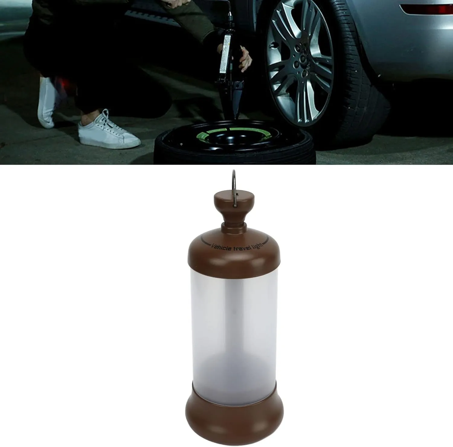 USB Port Rechargeable Camping Lantern, 16 LED Beads 1200MAH Battery Tent Hanging Lights Regulable Brightness (Brown)