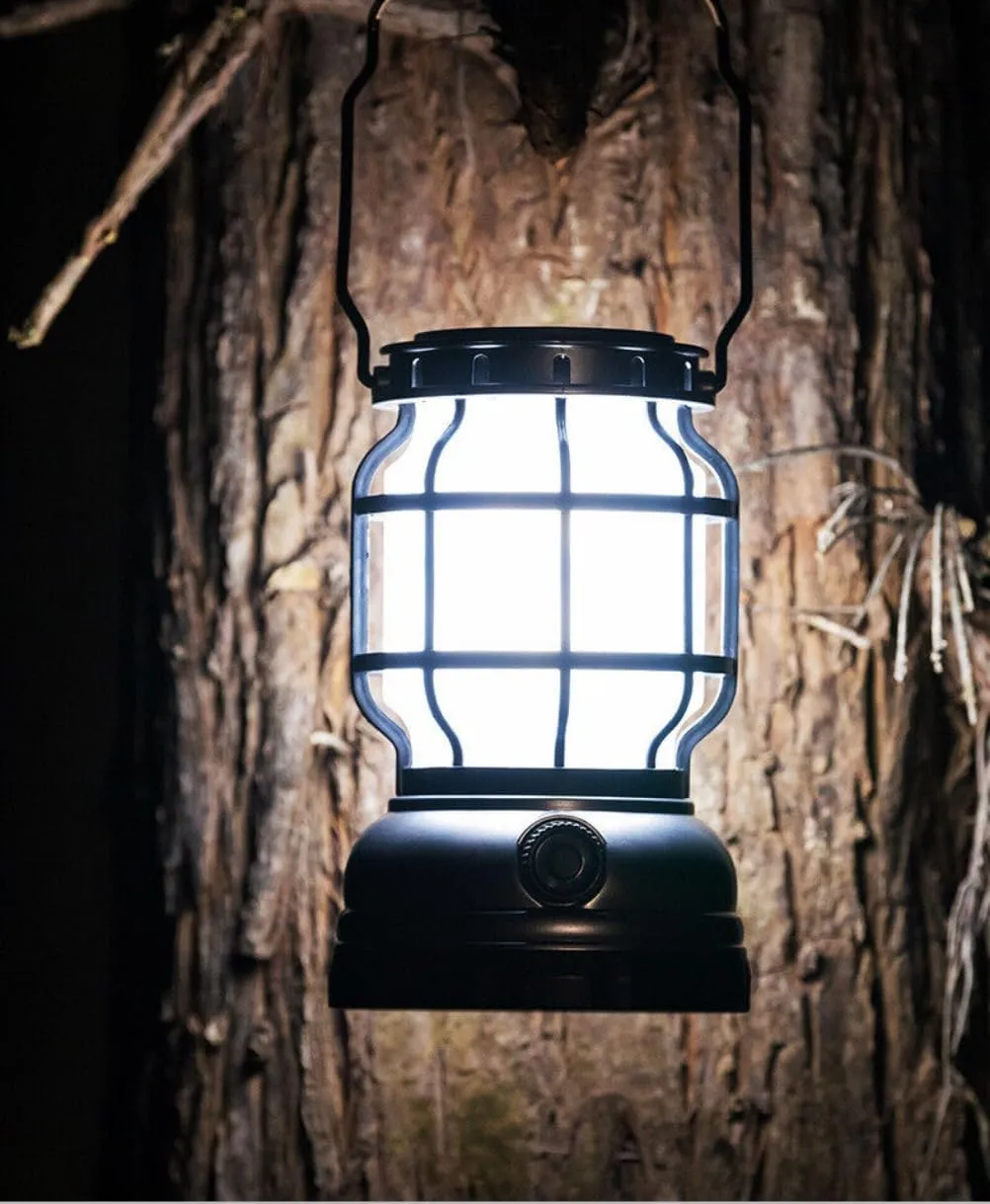 USB Solar Rechargeable LED Camping Lantern Flashlight Lamp Power Bank Outdoor Waterproof (Red)