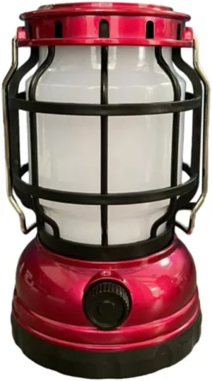 USB Solar Rechargeable LED Camping Lantern Flashlight Lamp Power Bank Outdoor Waterproof (Red)