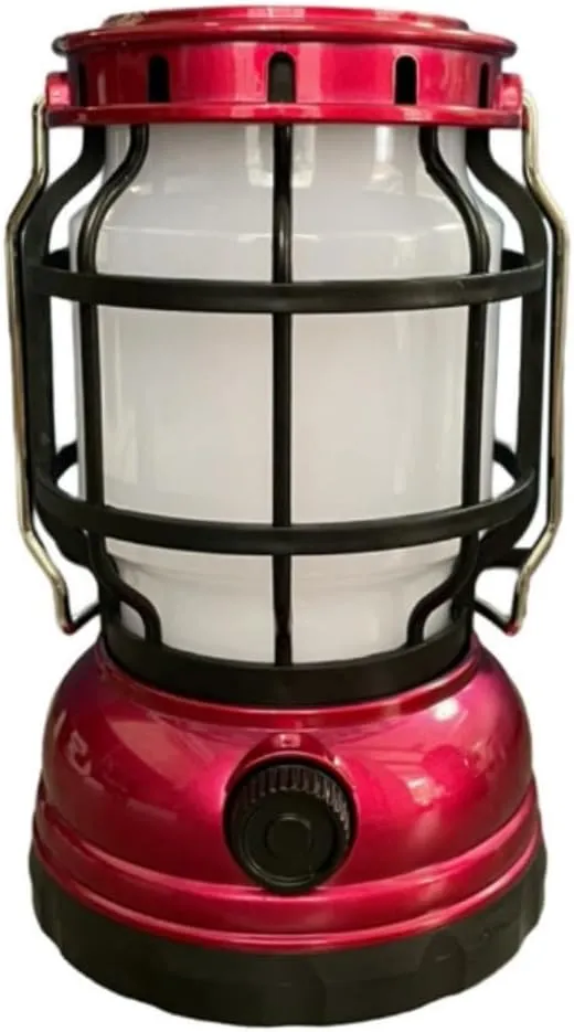 USB Solar Rechargeable LED Camping Lantern Flashlight Lamp Power Bank Outdoor Waterproof (Red)
