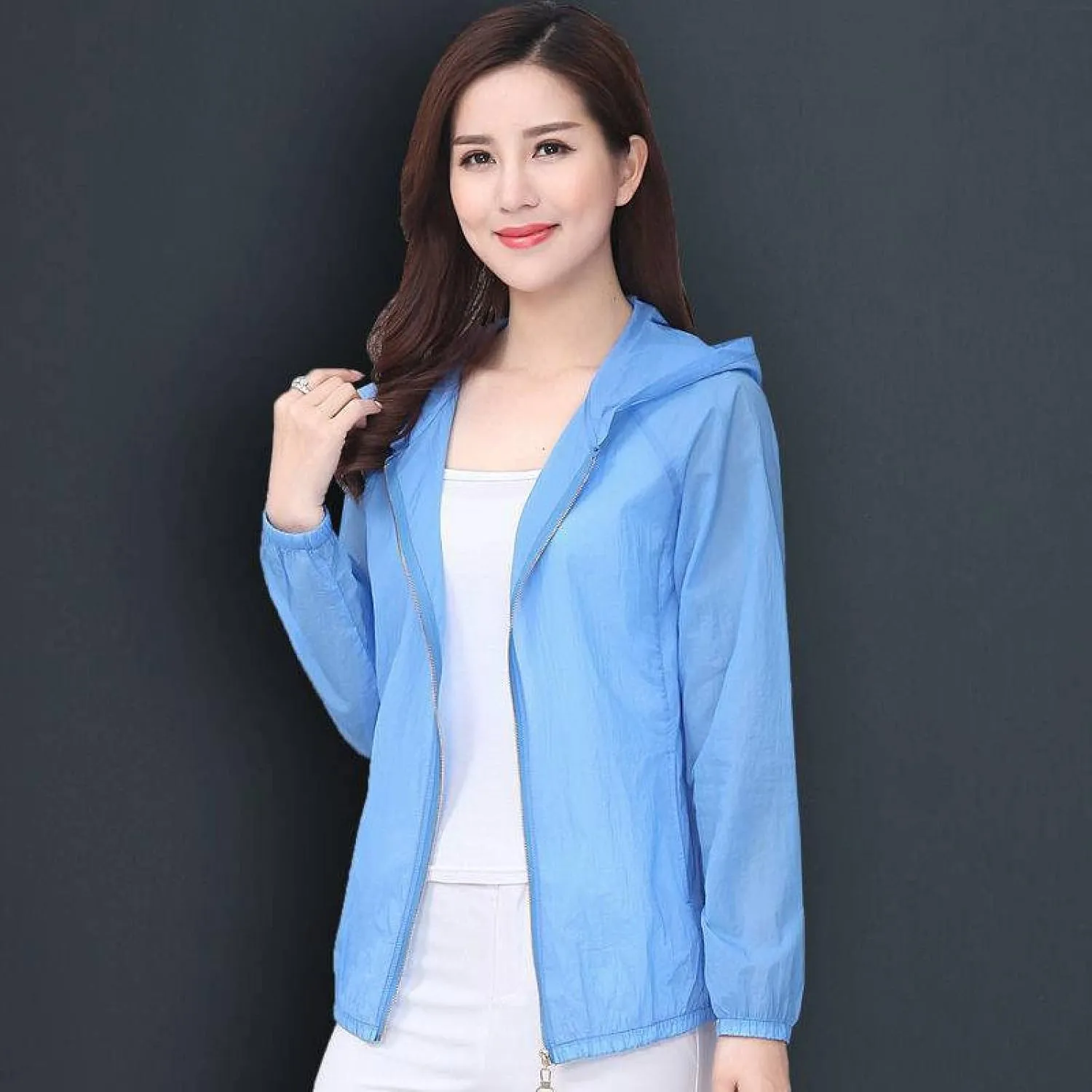 UV Sun Protection Women's Clothing, Hooded Casual, Loose Sun Protection, Blue, 5XL,Uv Protection Clothing for Hiking