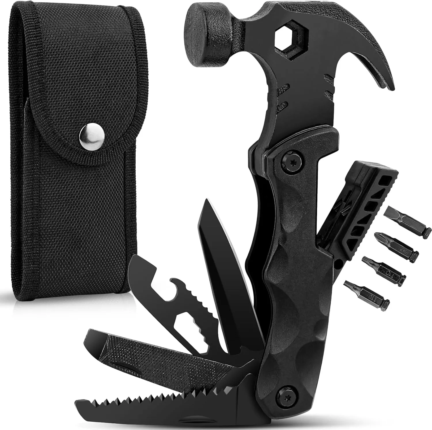 Valentines Day Gifts for Men, Hammer Multitool 18 in 1 Christmas Gifts for Dad Husband Boyfriend Camping Accessories Survival Gear Multi Tool with Nylon Case Cool Gadgets Unique Birthday Gifts Ideas