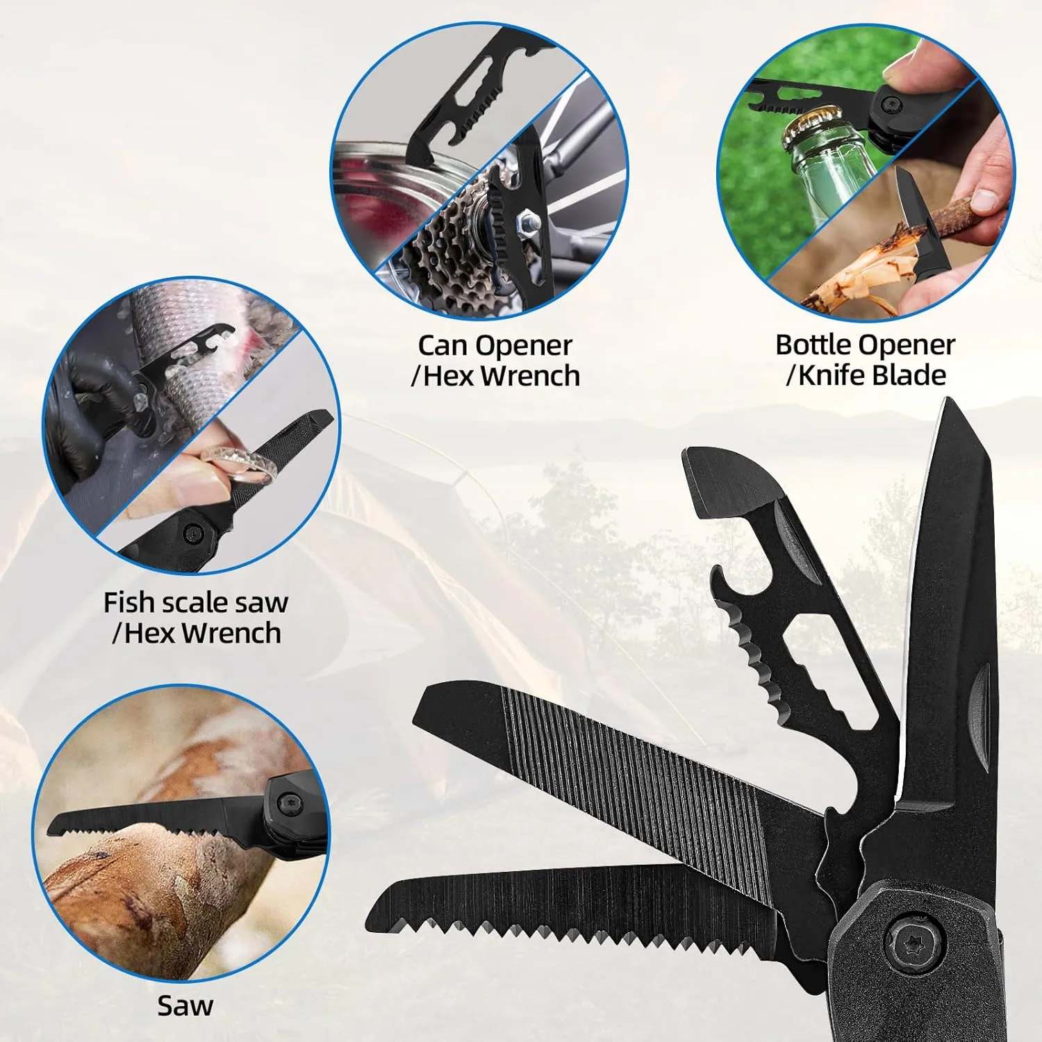 Valentines Day Gifts for Men, Hammer Multitool 18 in 1 Christmas Gifts for Dad Husband Boyfriend Camping Accessories Survival Gear Multi Tool with Nylon Case Cool Gadgets Unique Birthday Gifts Ideas
