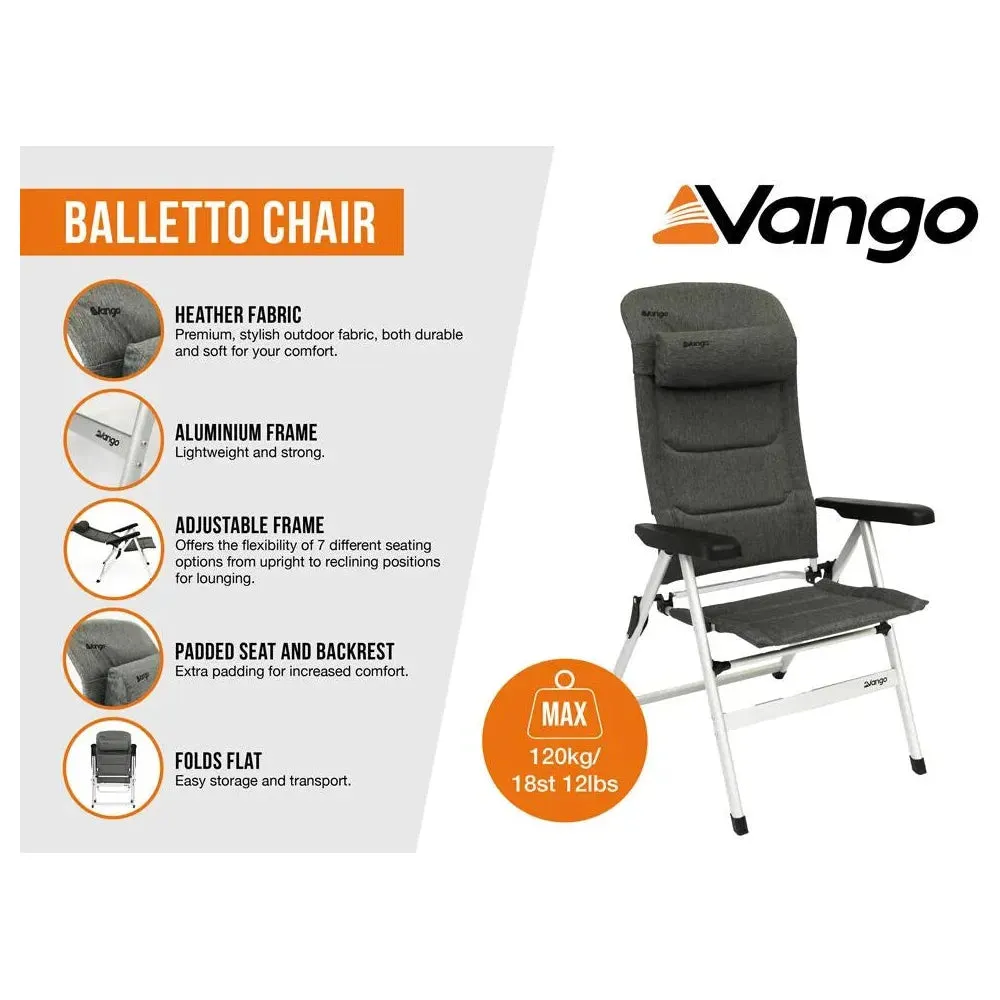 Vango Balletto Grey Recliner Chair Tall Heather