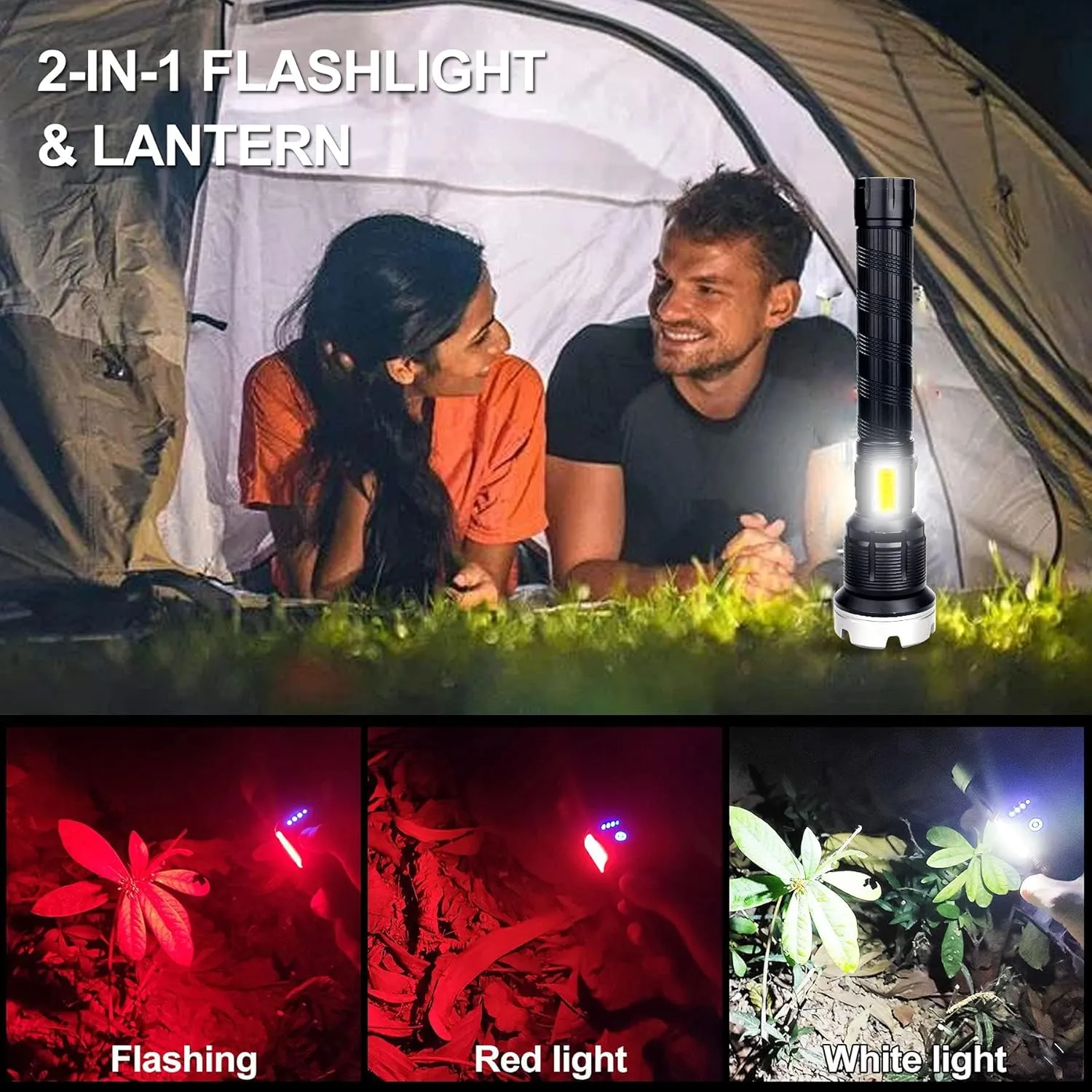 VASTFIRE Rechargeable Flashlights High Lumens Zoomable 2024 Best Floodlight Spotlight Strobe Light Lanterns Brightest Flashlight for Home Camping Power Outage Cars