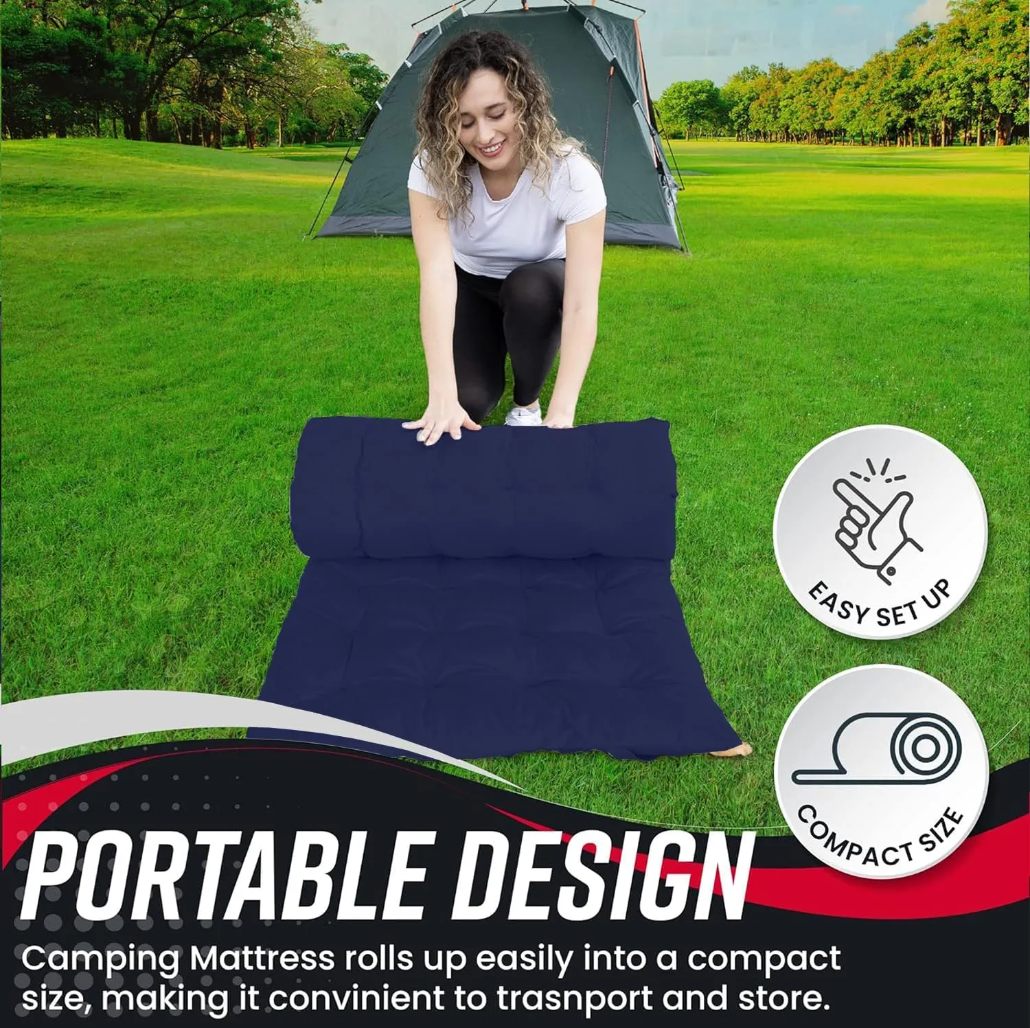 Vaygway Outdoor Camping Cot Pads Mattress- Soft Comfortable Lightweight Thick Cotton Sleeping Cot- Portable Hiking, Traveling, Backpacking Waterproof Bottom Pad Mattress