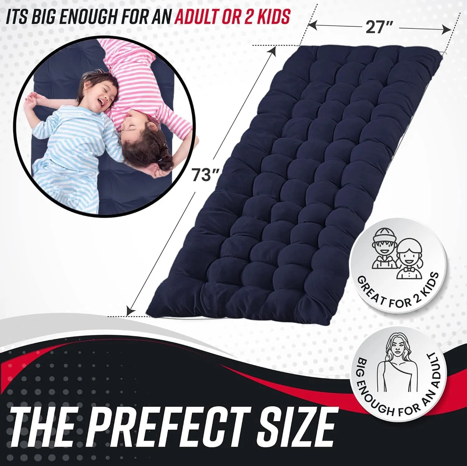 Vaygway Outdoor Camping Cot Pads Mattress- Soft Comfortable Lightweight Thick Cotton Sleeping Cot- Portable Hiking, Traveling, Backpacking Waterproof Bottom Pad Mattress