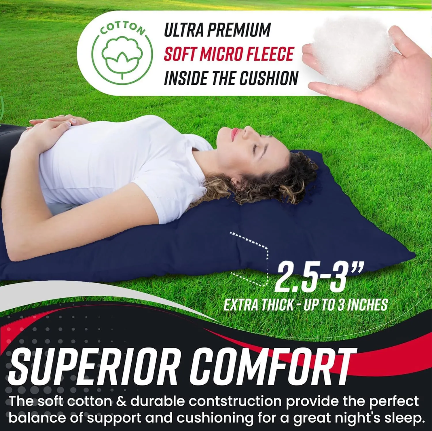 Vaygway Outdoor Camping Cot Pads Mattress- Soft Comfortable Lightweight Thick Cotton Sleeping Cot- Portable Hiking, Traveling, Backpacking Waterproof Bottom Pad Mattress