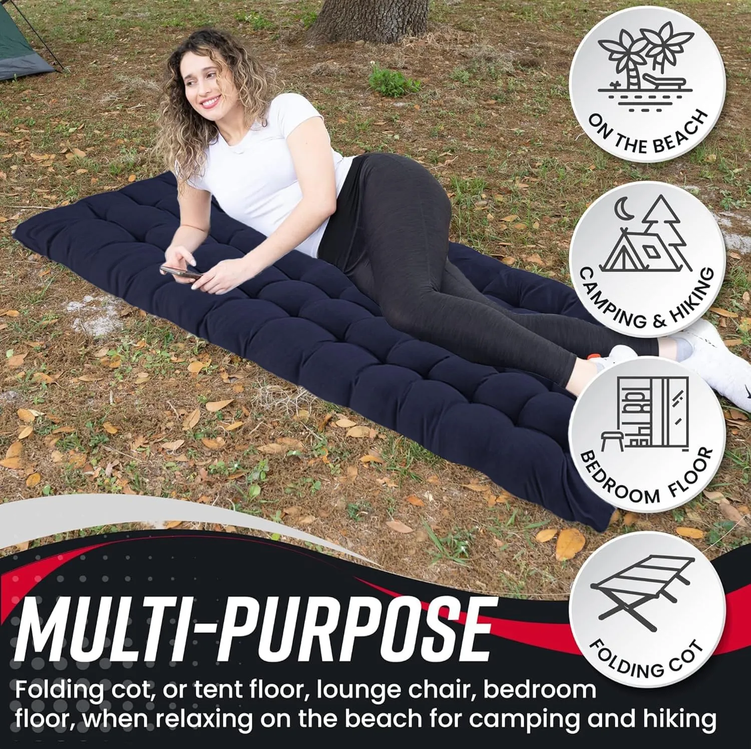 Vaygway Outdoor Camping Cot Pads Mattress- Soft Comfortable Lightweight Thick Cotton Sleeping Cot- Portable Hiking, Traveling, Backpacking Waterproof Bottom Pad Mattress