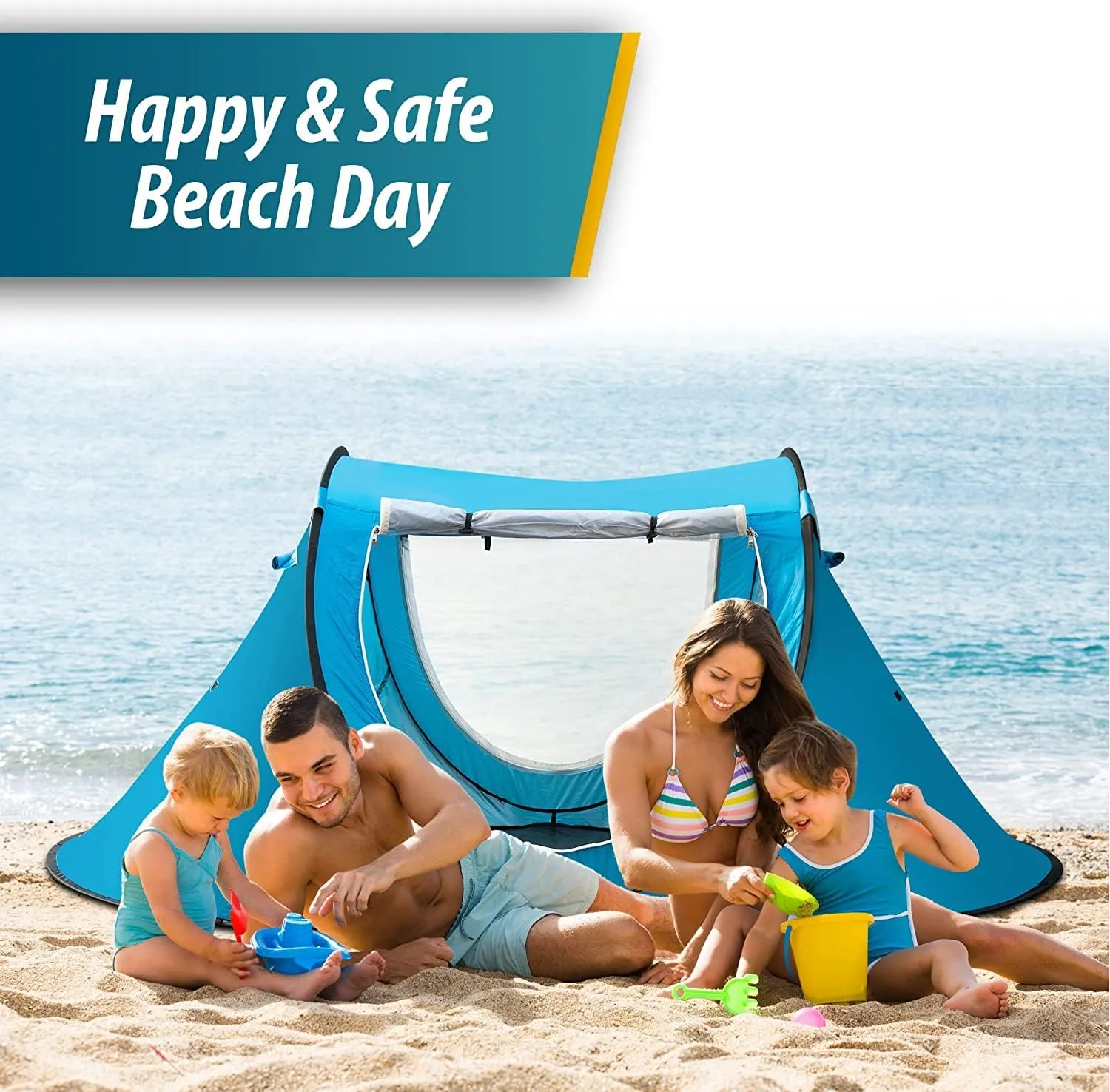 Vaygway Pop-up Tent and Automatic Instant Portable Cabana - Premium Quality 2-4 Person Easy Throw Setup Windproof Waterproof Travel Cabana Beach Tent Shelter- for Hiking, Camping & Outdoor Activities