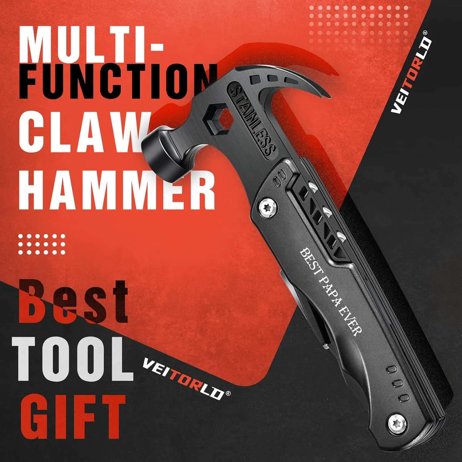VEITORLD Gifts for Papa, Father's Day, Unique Birthday Gift Ideas for Papa Men Dad from Wife Daughter Son, All in One Survival Tools Hammer Multitool, Cool Gadgets Presents, Camping Accessories