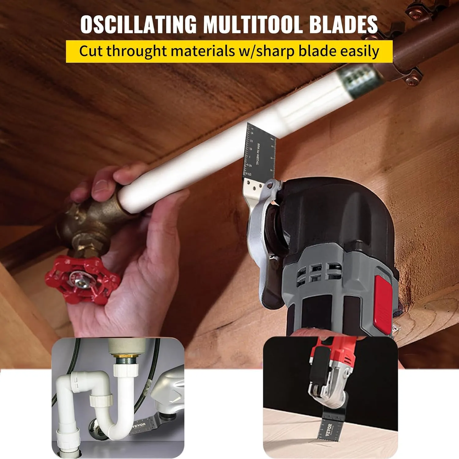 VEVOR 100PCS Oscillating Saw Blades, Quick Release Multitool Blades Kit, HCS Tool Blades for Wood Plastic, Compatible with Dewalt Dremel Fein Worx Bosch Makita Milwaukee