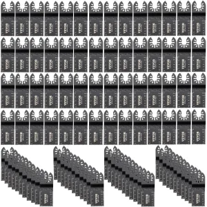 VEVOR 100PCS Oscillating Saw Blades, Quick Release Multitool Blades Kit, HCS Tool Blades for Wood Plastic, Compatible with Dewalt Dremel Fein Worx Bosch Makita Milwaukee