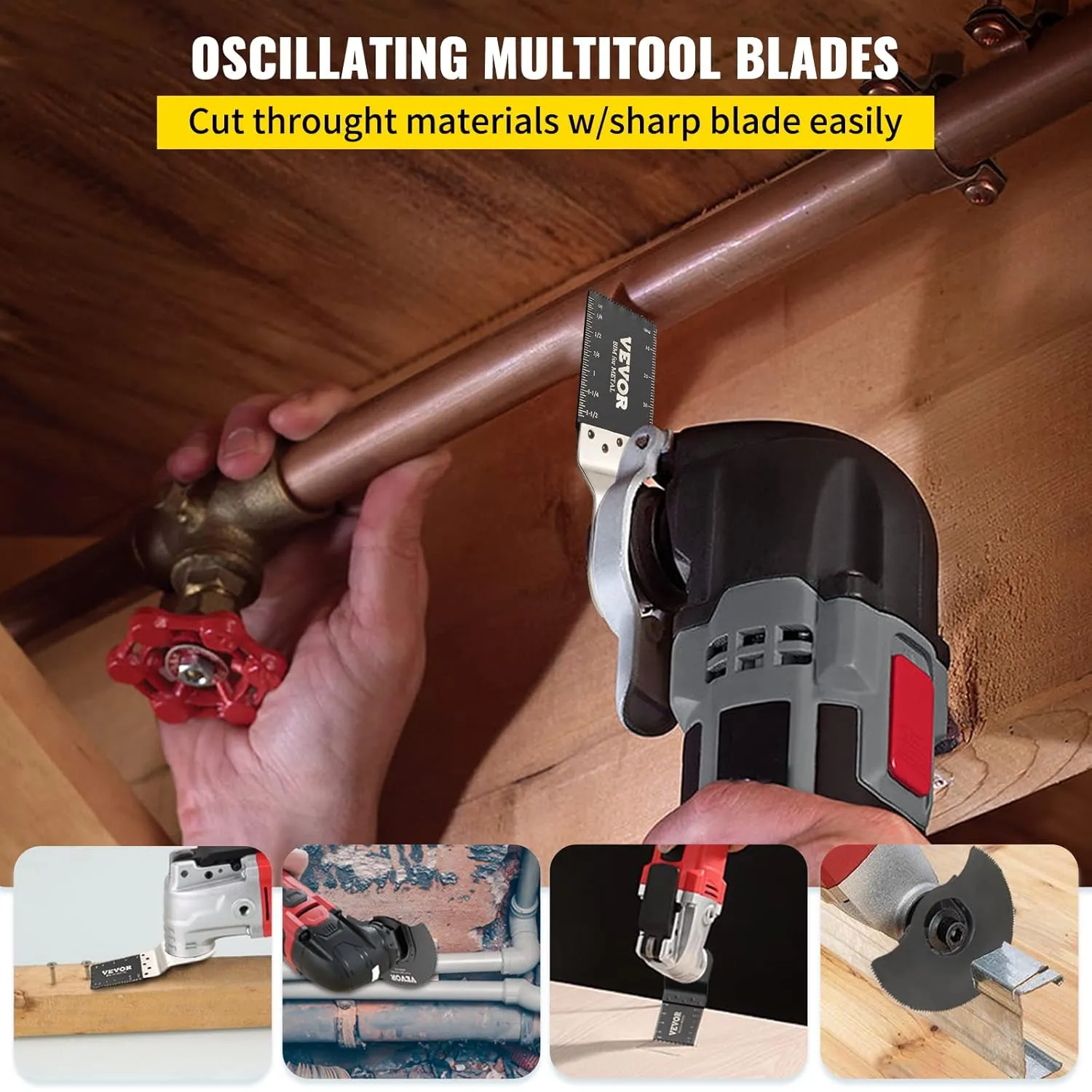 VEVOR 50 PCS Oscillating Saw Blades, Universal Quick Release Oscillating Saw Blades, Multitool Tool Blades for Wood Plastic Metal Nails, Compatible with Milwaukee Dewalt Dremel Fein Worx Bosch Makita