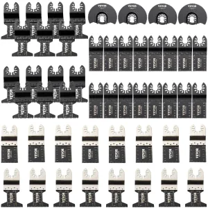 VEVOR 50 PCS Oscillating Saw Blades, Universal Quick Release Oscillating Saw Blades, Multitool Tool Blades for Wood Plastic Metal Nails, Compatible with Milwaukee Dewalt Dremel Fein Worx Bosch Makita
