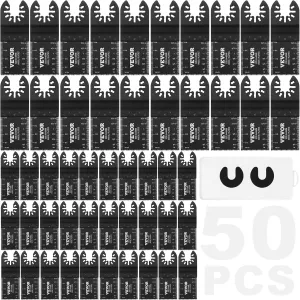 VEVOR 50PCS Oscillating Saw Blades, Universal Quick Release Oscillating Saw Blades, Multitool Tool Blades for Wood Plastic Aluminum, Fit Dewalt Milwaukee Hitachi Chicago Craftsman