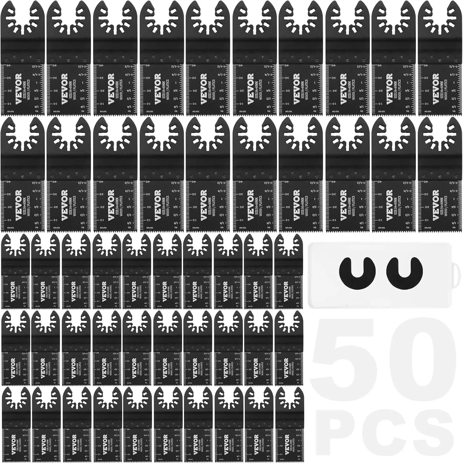 VEVOR 50PCS Oscillating Saw Blades, Universal Quick Release Oscillating Saw Blades, Multitool Tool Blades for Wood Plastic Aluminum, Fit Dewalt Milwaukee Hitachi Chicago Craftsman