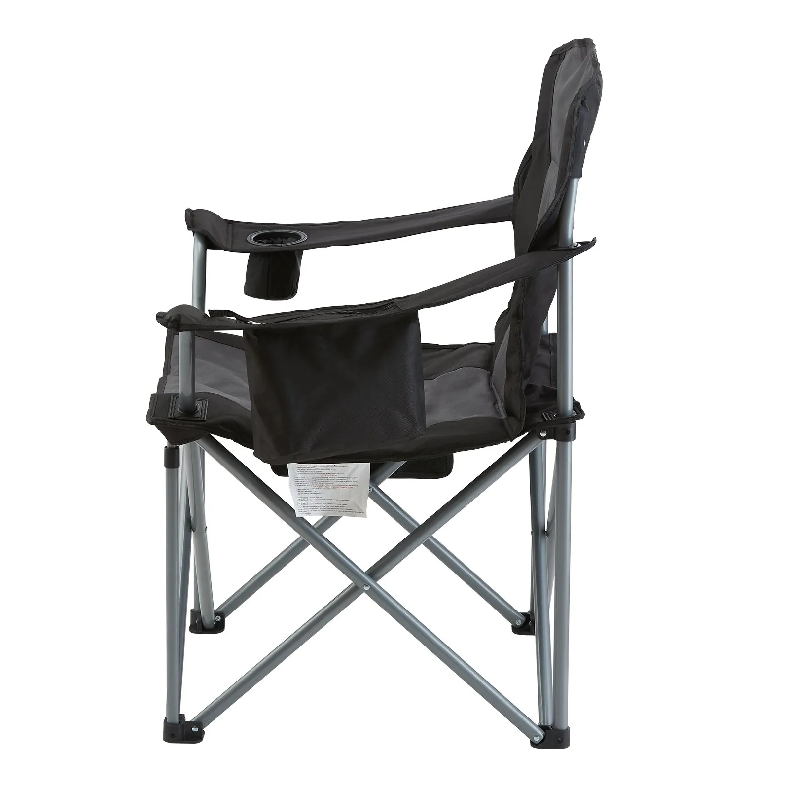 VEVOR Camping Folding Chair for Adults - Portable Heavy Duty Outdoor Quad Lumbar Back Padded Arm Chairs with Side Pockets, Cup Holder and Cooler Bag for Beach, Lawn, Picnic, Fishing, Backpacking - Black