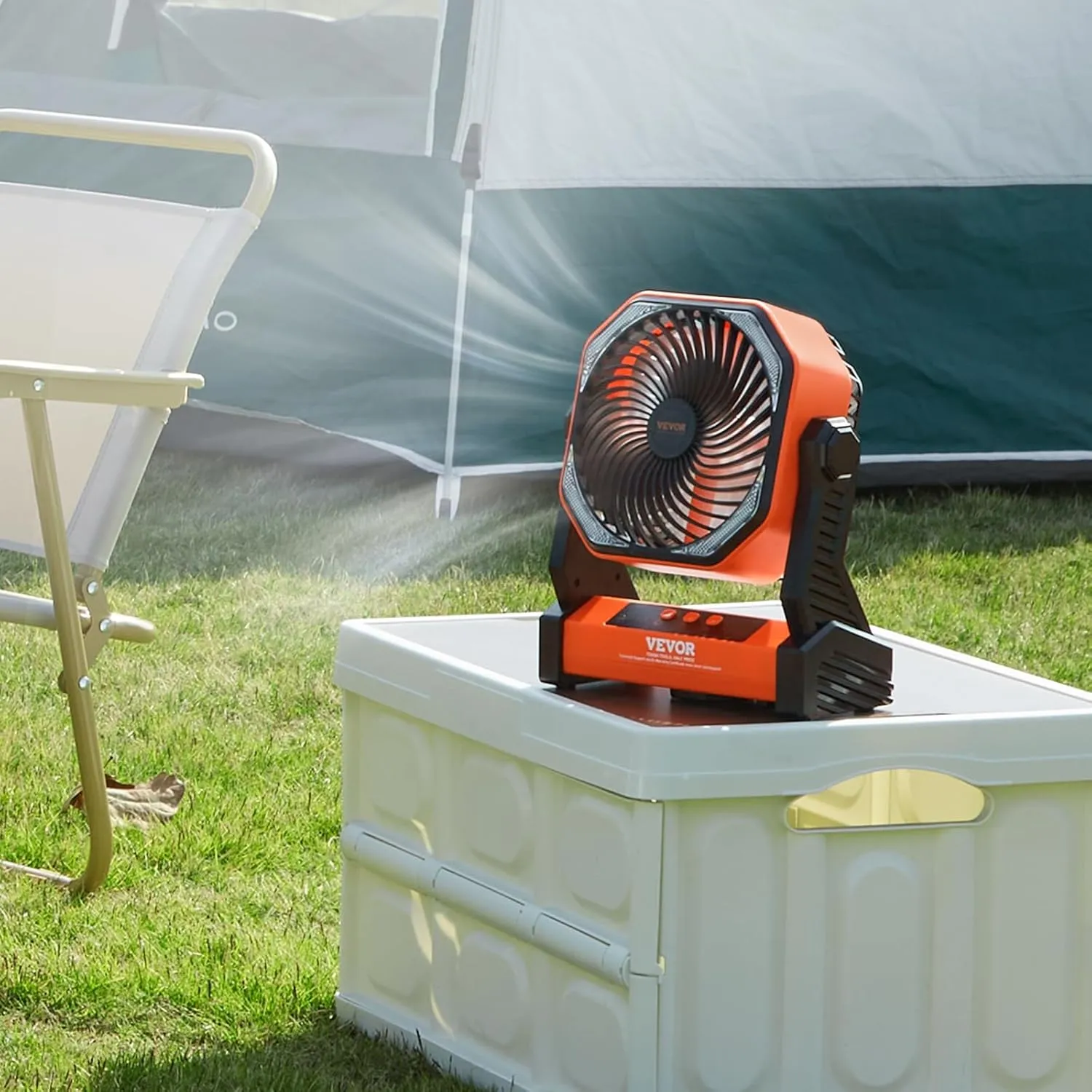 VEVOR Portable Fan Rechargeable 8 inch, Battery Powered Fan with LED Lantern, 4 Speeds Adjustable Portable Small Table Fan Personal, USB Battery Operated Fans for Travel Bedroom Home Camping Office
