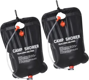 VICASKY 2Pcs Portable Solar Shower Bag Camp Shower for Outdoor Activities Durable Material for Efficient Solar Heating for Camping Hiking Beach and Travel