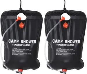 VICASKY 2Pcs Portable Solar Shower Bag Camping Shower Bag Lightweight Hot Water Bag for Hiking Outdoor Travel Self Driving Fishing and Hunting