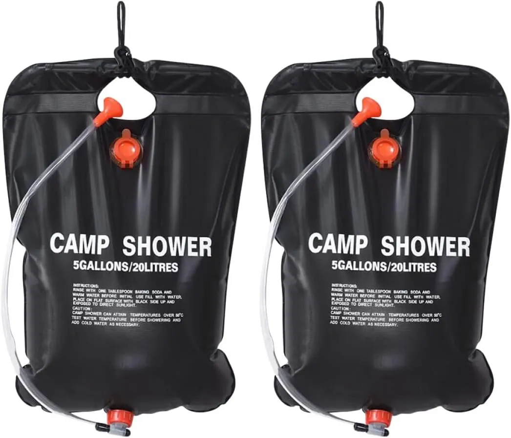 VICASKY 2Pcs Portable Solar Shower Bag Camping Shower Bag Lightweight Hot Water Bag for Hiking Outdoor Travel Self Driving Fishing and Hunting