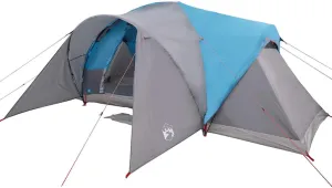vidaXL 6-Person Dome Tent - Spacious Waterproof Large Family Camping Shelter, Portable Blue Polyester Tent with Carry Bag and E-Port
